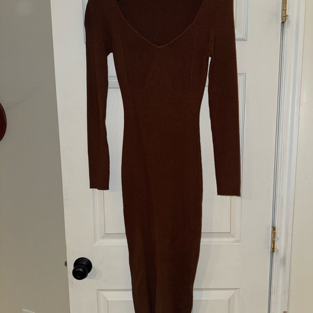 Altar'd State Chocolate Long Sleeve Dress